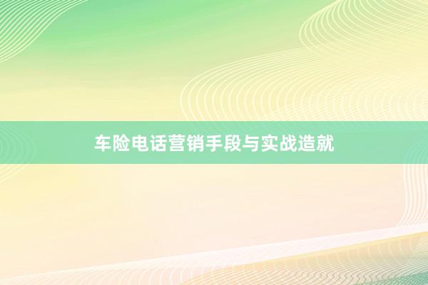 车险电话营销手段与实战造就